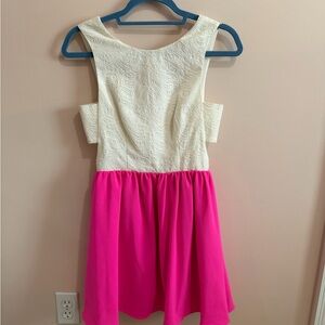 Hot Pink and Cream Dress with open sides
